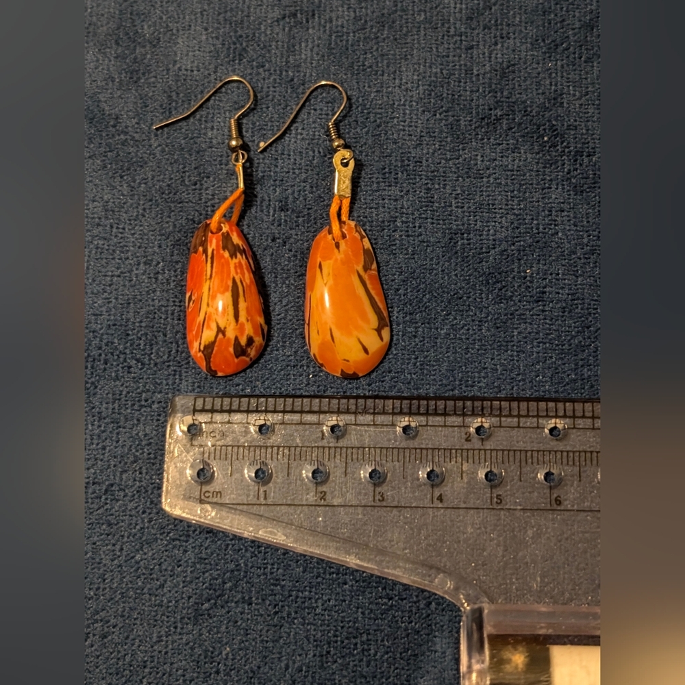 Orange and Black Dangle Earrings